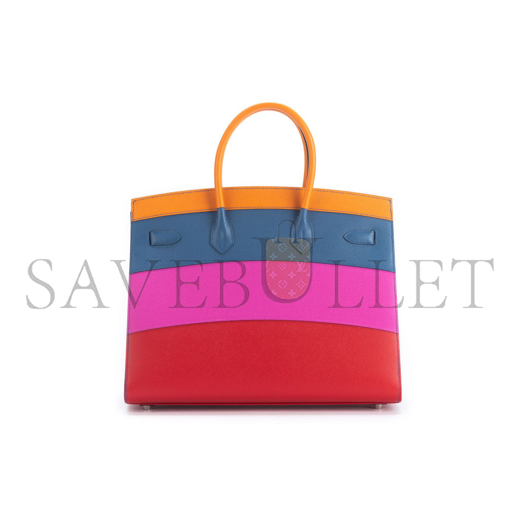 HERMES MASTER BIRKIN 35 EPSOM LEATHER RAINBOW BAG SILVER BUCKLE H028326CK02 (35*28*18cm)